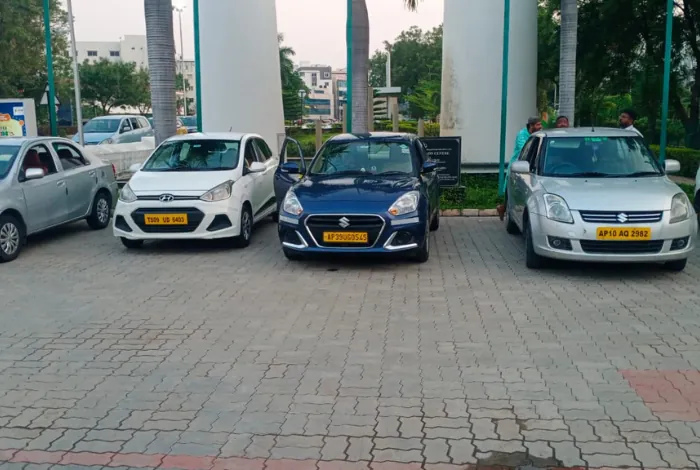 Fleet of cars lined up for event transportation in Chennai